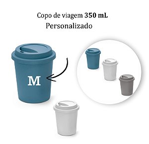 Copo de viagem em PP 350 mL personalizado como desejar
