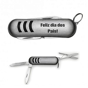Mini Canivete de Metal 3 Funções Personalizado Dia dos Pais