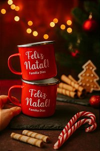 Caneca Inox 370ml personalizada de Natal com a frase que desejar