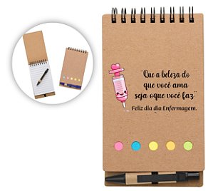 Bloco de Anotações com Autoadesivos e Caneta Personalizado Com sua Logo
