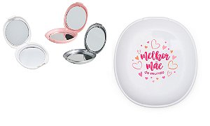 Espelho Duplo Sem Aumento Plástico Retangular Personalizado com Sua Logo