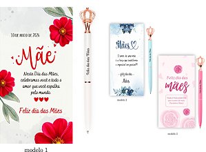 Caneta Metal Coroa + Cartela Dia Das Mães Personalizada Com Sua Logo