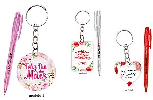 Kit Chaveiro + Caneta Dia das Mães Personalizada Com a Sua Logo