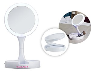 Espelho Dobrável com Led Personalizado Dia das Mães