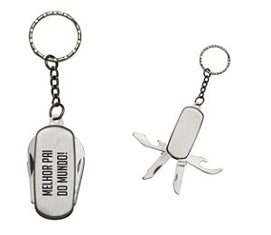 Chaveiro Metal Canivete 4 Funções Personalizado Dia dos Pais