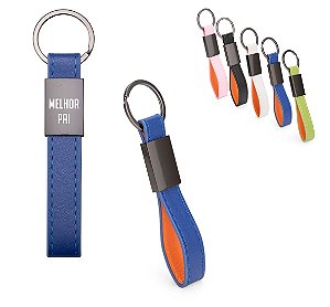 Chaveiro Metal com Couro Sintético Personalizado Dia dos Pais