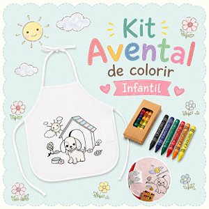 Avental Infantil Para Colorir + Giz de Cera