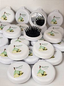 Escova com Espelho Portátil Personalizado com o Tema que Desejar (Kit com 10 Unidades)
