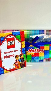 Kit Canetinhas Ponta Dupla Com 24 Cores + Bloquinho de Colorir com o Tema da Sua Festa