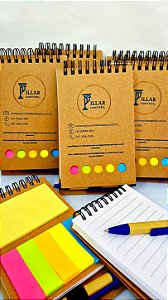 Bloco de Anotações com Autoadesivos e Caneta Personalizado Com sua Logo