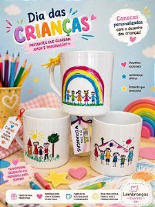 Caneca Plástica 400ml Personalizada Dia das Crianças Com a Arte que Desejar - Kit com 10 Unidades