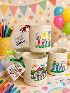 Caneca Fibra de Arroz 400ml Personalizada Dia dos Professores - Kit com 10 Unidades