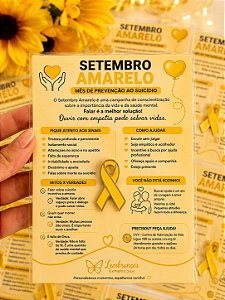 Pacote com 15 Unidades de Botton Setembro Amarelo + Cartela Com sua Logo
