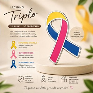 Botton Triplo Com Cartela Personalizado Setembro Amarelo, Outubro Rosa, Novembro Azul