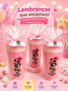 Copo Plástico 300ml Personalizado com o Tema que Desejar + Tag e Laço