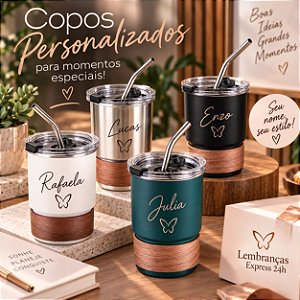 Kit 10 Unidades de Copo Inox 250ml Personalizado Com a Arte que Desejar