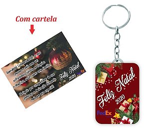 Kit Chaveiro Personalizado com Cartela Mensagem de Natal