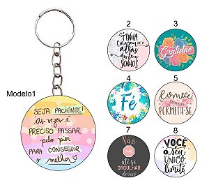 Chaveiros com Frases Motivacionais Pacote com 30 Unidades