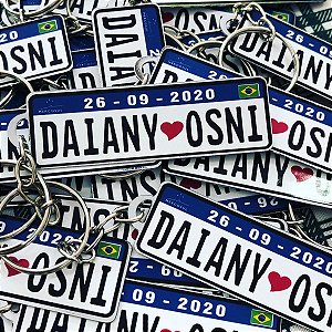 Placa de Carro Chaveiro para Casamento Personalizada