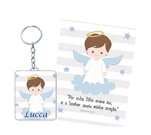 Chaveiro mais Cartelinha Anjinho Personalizado