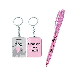 Kit Chaveiro mais Caneta Lembrancinha de Maternidade ( 15 unidades )