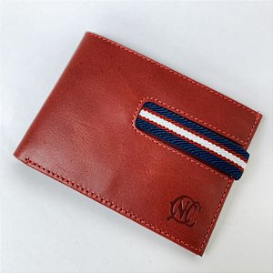Carteira Náutico - CNC/ Fecho Elástico/ Vermelho - Couro