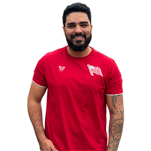 Camisa Náutico - Escudo Bandeira do Hexa/ Vermelha - Algodão Masculina