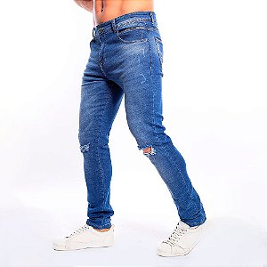 Calça Jeans PRS Bolso Celular Skinny Rasgada