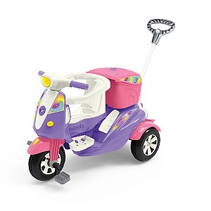 Triciclo Infantil Moto Uno com Capacete de Brinquedo - Rosa