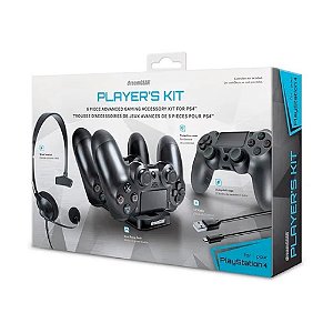 Carregador de Controle PS4 Players Kit Dreamgear Base + Headset