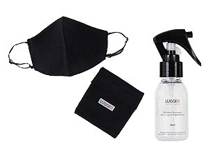 Kit 1 Máscara Antiviral Adulto Luggio com Porta-Máscaras + Frasco Spray 60ml