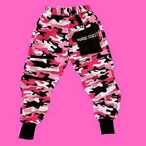 calça camuflada com punho