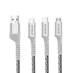 Cabo Orbit - Micro USB V8 / Tipo C / Lightning / USB-A - SPACE