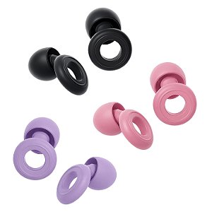 Tampão de Ouvido para Proteção Auricular Reutilizável em Silicone com 3 Tamanhos de Ponteiras - Preto / Rosa / Lilás - Earplugs Shieeld Spirit - Gshield