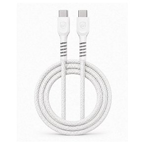 Cabo Dual Armor TIPO-C / USB-A / LIGHTNING com Carregamento Rápido Revestido em Nylon Balístico - Branco - Gshield