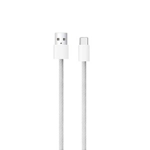 Cabo Nylon Boost Tipo C / USB-A 65W, Transferência de Dados 480 Mbps, 1 Metro, Branco - Gshield