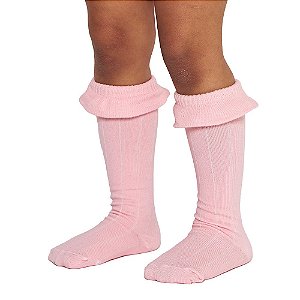 Meia Infantil 3/4 GFME066 Babado Rosa - Kit c/6 pares