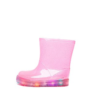 GALOCHA BOTA INFANTIL INF028 TRANSPARENTE ROSA COM LED