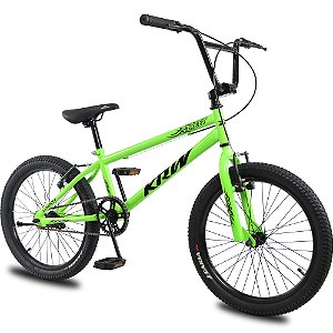 Bicicleta Aro 20 KRW BMX Cross V-Brake Sem Marchas Verde/Preto
