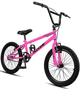 Bicicleta Aro 20 KRW BMX Cross V-Brake Sem Marchas Rosa/Preto
