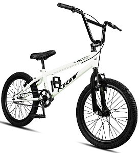 Bicicleta Aro 20 KRW BMX Cross V-Brake Sem Marchas Branco/Preto