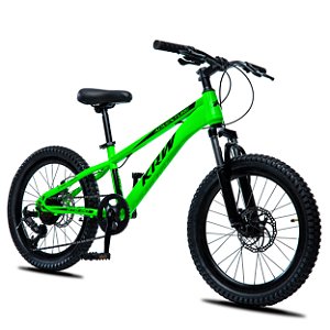 Bicicleta MTB KRW Aro 20 com câmbio 7 velocidades L20 Verde/Preto