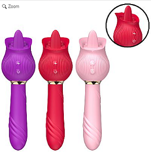 Vibrador de Ponto G e Clitóris - Rosa com Língua - Kira