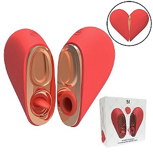 Vibrador de clitóris com Pulsação e Estimulação com Língua - Coração