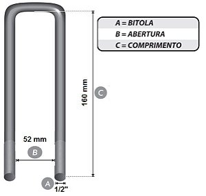 grampo B 1/2 x 52 x 160 mm