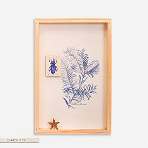 Quadro Box Colagem Botânica Azul  - Escaravelho