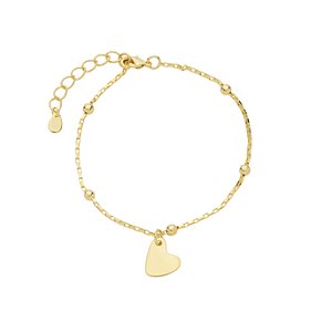 Pulseira Coração e Esferas no Banho de Ouro 18k