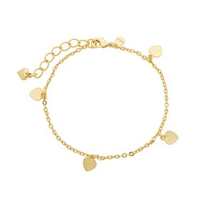 Pulseira Corações Lisos Banho de Ouro 18k