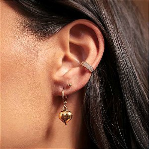 Argolinha Coração Abaulado Banho de Ouro 18k