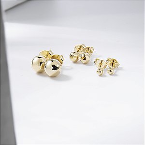 Basiquinhos: Trio Esferas Banho de Ouro 18k
